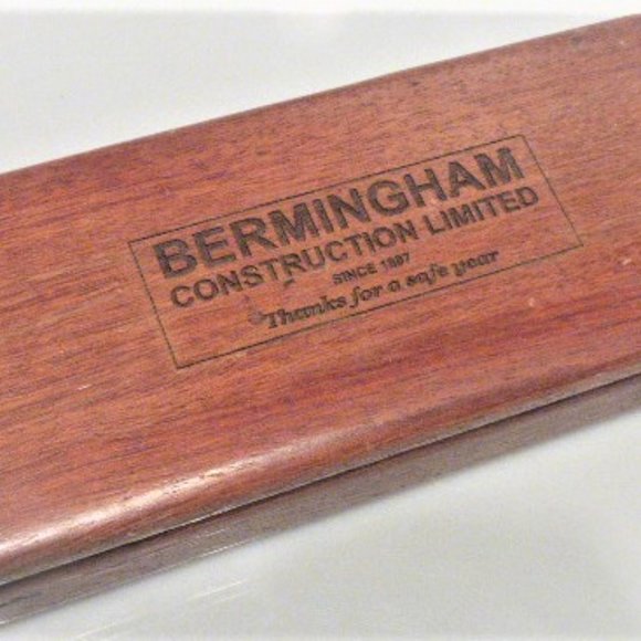 Antique WOOD BOX Berminghan Construction Ltd. Vintage Wood Box Storage Box - Picture 1 of 5